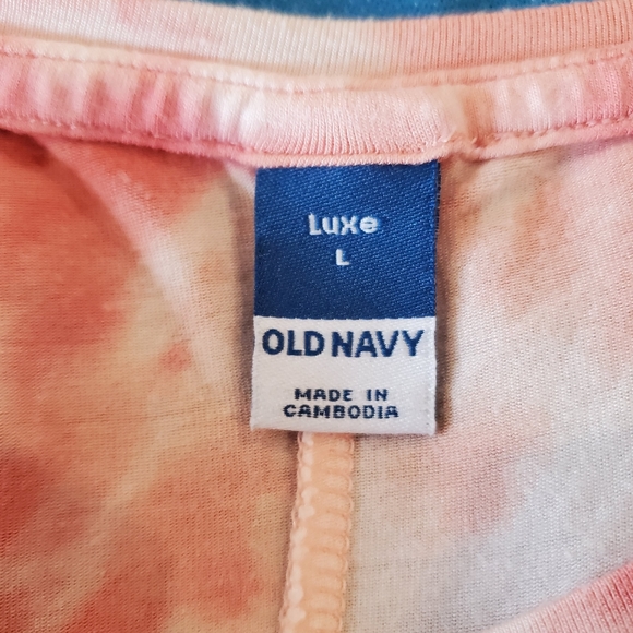 NWT Old Navy Luxe Red Tie Dye High Neck Tank Top Large Loose Fitting - Picture 3 of 7